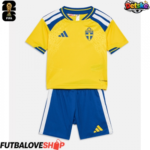 Dres Švédsko Domáci pre deti MS 2026 Krátky Rukáv (+ trenírky)